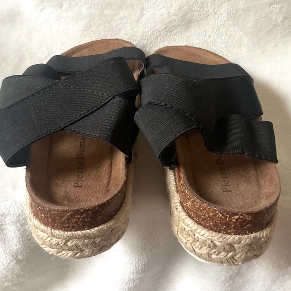 Black Pierre Dumas Jute Espadrille Platform Ankle Strap Sandals Size 6 - Picture 10 of 14